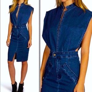 Low cut denim midi